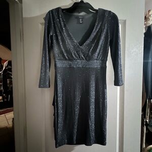 Elegant Grey Dress with Silver Accents